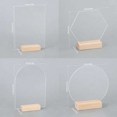 1Set Acrylic Clear Wedding Place Card With Wooden Base Festive Banquet Party Table Sign Number Name Seat Cards Display Stand Artificial Flowers  Plant