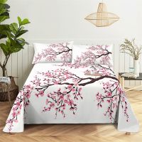 ❖❐✔ Beautiful Flower 0.9/1.2/1.5/1.8/2.0m Digital Printing Polyester Bed Flat Sheet With Pillowcase Print Bedding Set