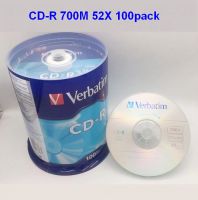 Verbatim ดิสก์ CD-R ดิสก์ CD เปล่าสีเงินดิสก์ CDR 80นาที700MB 52X 100แพ็ค