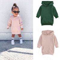 Infant Kids Baby Girl Long Sleeve Sweater Dress Solid Color Hooded Pullover Dress Winter Warm Top for Children 1-5Years  by Hs2023