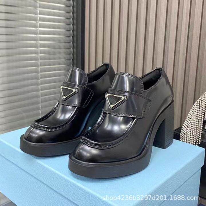 2023-new-style-leather-shoes-lace-up-thick-heel-high-heel-slip-on-shoe-for-women