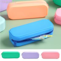 ♝✁☢ Solid Color Pen Case Waterproof Silicone Pencil Case Large Capacity Stationery Box Multi-color Soft Learning Supplies Durable