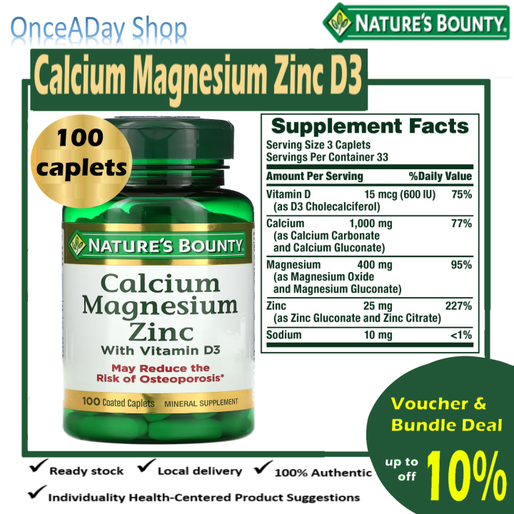 Nature's Bounty, Calcium Magnesium Zinc with Vitamin D3, 100 Coated