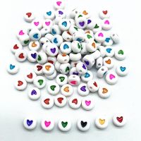 100pcs 7mm Multicolour Heart-shaped Letter Shape Beads for Jewelry Making Diy Handmade Bracelet Accessories Beads