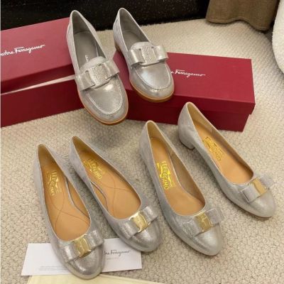 2023 new Ferra Silver Color Series Elegant Ladys Shoes Flats Loafers