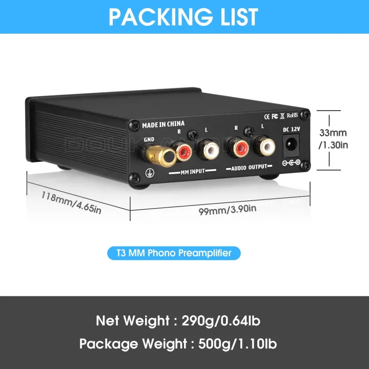 Nobsound Mini T3 MM RIAA Phono Stage Preamp Record Player Stereo Preamplifier HiFi Turntable