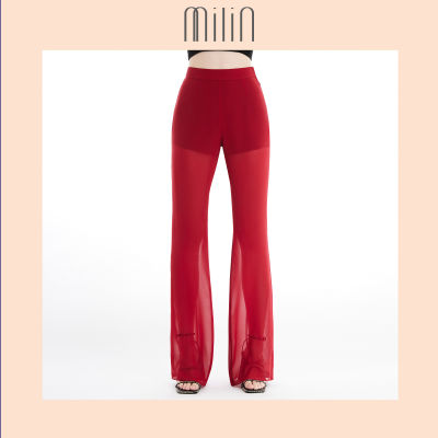 [MILIN] High-waisted flared leg sheer pants กางเกงขายาวผ้าชีฟองเอวสูง / Commit Pants