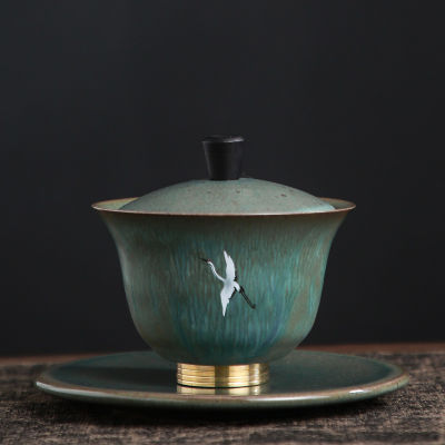 เตาเผาอบฟื้นฟู Rui Ching Cheung หม้ออบสามแรงจานรองขนาดใหญ่ถ้วยชาชามชา Sopera De Ceramica Gaiwan