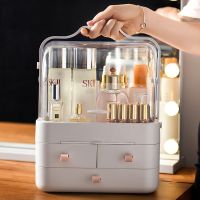 Creative Desktop Organizer Transparent Cosmetic Storage Box Protable Makeup Organizer Mirror Drawer Organizers Christmas Gifts