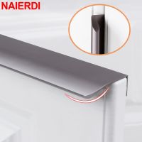 NAIERDI Pearl Gray Hidden Cabinet Handles 800mm-1200mm Aluminum Alloy Arc Long Furniture Handles Kitchen Cabinet Pulls Hardware Door Hardware Locks