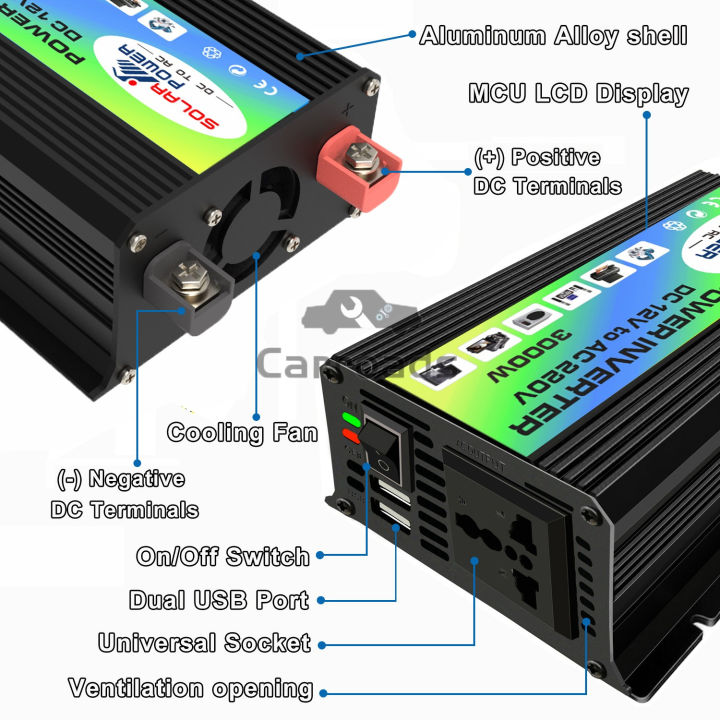 อินวอเตอร์4000w-อินเวอร์เตอร์12v-ตัวแปลงไฟฟ้า12v220v-มอแปลงไฟ12vเป็น220v-อินเวอเตอร์-ตัวแปลงไฟ-auto-car-inverter-12v-to-220v