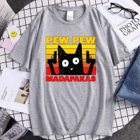Funny Cat Pew Pew Madafakas Kawaii Anime Summer Cool Half Sleeved T Shirt Printed T Shirts Gray Top Men Harajuku Tshirt S-4XL-5XL-6XL