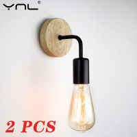 2pcslot Nordic Wood Wall Lamp Sconce E27 85-265V R Vintage Indoor Lighting Bedroom Liveing Room For Home Wall Light Fixture