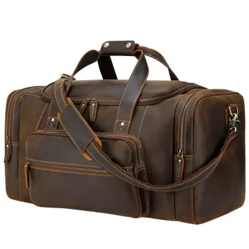 Genuine leather sales duffel bag