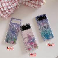 เคสสำหรับ Samsung Galaxy Z Flip 4 Z Flip 3ตัวการ์ตูนน่ารักลายที่เป็นเอกลักษณ์สนุกๆแข็งกันแรงกระแทกป้องกันเคส TPU สีดำฝาปิด