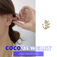 COCOJEWELRY 1ชิ้นสไตล์เกาหลีประณีตใบ Rhinestones หูคลิปต่างหูสำหรับผู้หญิงแฟชั่นเครื่องประดับหูที่เรียบง่าย