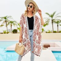 Hot sell Women Off Shoulder Loose Beach Smock Casual Holiday Sexy Style Cut Out Tassel Beach Smock Women Summer Beach Smock