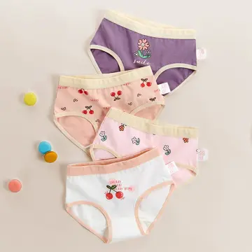 Cheap 4 Pcs/lot kid underwear Floral Children Girl Lace Short Panties Kids  Underwear for Girl Briefs Soft