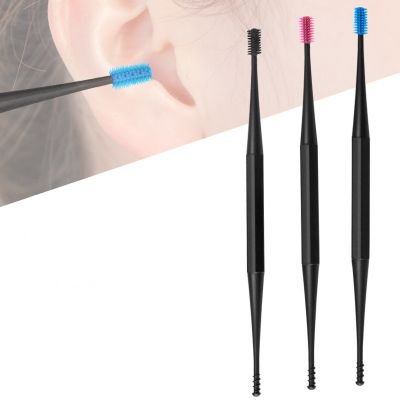 ❦₪ Soft Silicone Ear Pick Double-ended Earpick Ear Wax Curette Remover Ear Cleaner Spoon Spiral Ear Clean Tool Spiral Design Health