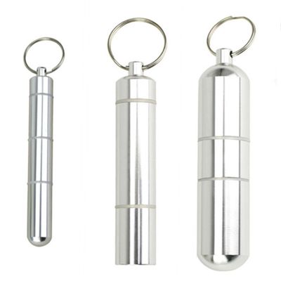 Aluminum Pill Box Case Capsule Shape Keychain Outdoor Waterproof Pocket Pill Holder Container Delicate Medicine Organizer Box Medicine  First Aid Stor