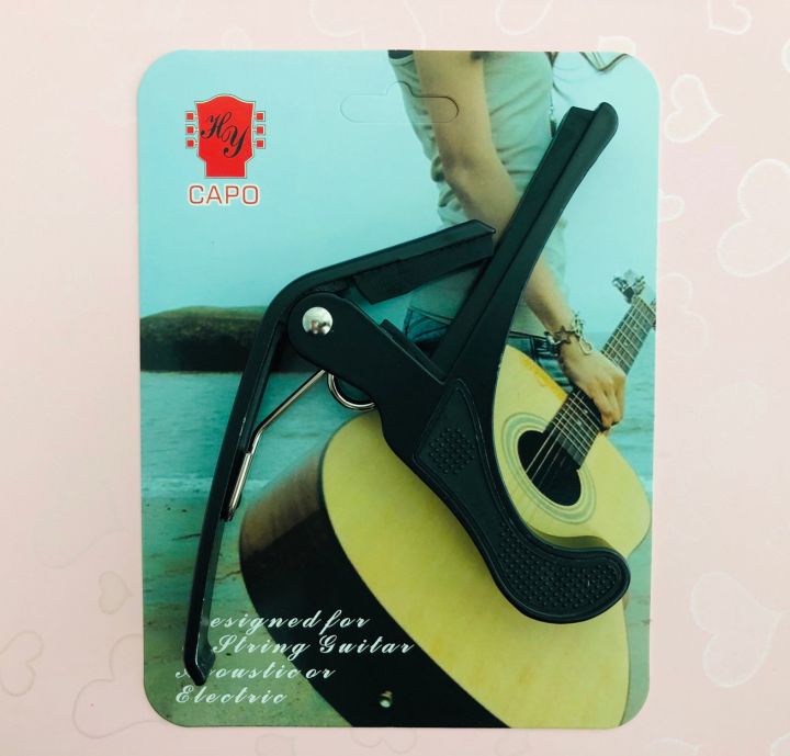 คาโป้-capo-อย่างดี-สีดำ-มาพร้อมกับ-สายแยกgibsonกีต้าร์โปร่ง-เบอร์-010-1เส้น-ปิก1ชิ้น