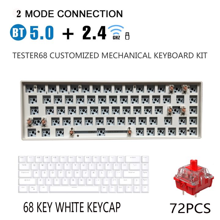 zuoya-ชุดคีย์บอร์ดแบบกลไก-tester68ตามสั่ง-tes68แกนฐานเพลาแบบถอดเปลี่ยนได้ยาว2-4กรัมบลูทูธไร้สายปรับแต่งได้ตามต้องการ