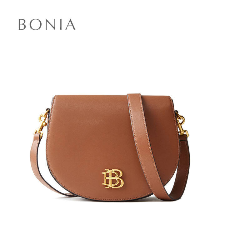 Bonia Brown Leather Crossbody Shoulder Saddle Bag