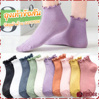 FinDee ถุงเท้าข้อจีบ สีพาสเทล  สไตล์ญี่ปุ่น  สำหรับผู้หญิง Women socks