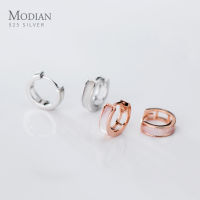 MODIAN White Opal Fashion Hoop Earring for Women Genuien 925 Sterling Silver Simple Geometric Earring Party Gift Fine Jewelry