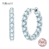 Luxury 3 mm Moissanite Diamond Hoop Earrings 1.95cm Diameter Classical Round Design S925 Sterling Silver Fine Jewelry For Women