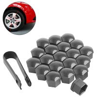 【CW】 20Pcs 17mm Car Wheels Plastic Nuts with Screw Cap Removal Tools Gray for VW AUDI