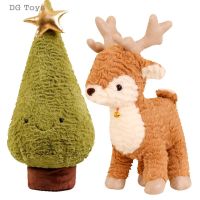 【YF】 Soft Golden Star Christmas Tree Plushie Stuffed Elk Reindeer Plush Deer Toy GingerBread Chocolate House Ring Bell Necklace Decor