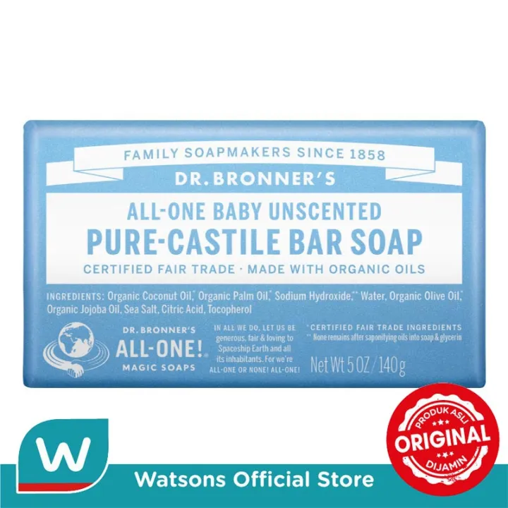 DR BRONNER'S Unscented Pure Castile Bar Soap 140 g Lazada Indonesia