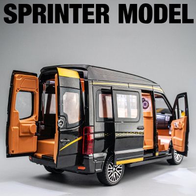 โมเดล1:24รถบัสอัลลอย Benzs Sprinter MPV Van รถของเล่นโลหะ Diecast MPV ไฟเสียงดึงกลับของขวัญสำหรับเด็กเด็กผู้ชายสำหรับของเล่น