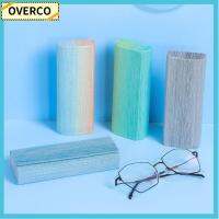 OVERCO หนังพียู กล่องใส่แว่นตา สายรุ้งสีรุ้ง โลหะสำหรับตกแต่ง ปลอกหุ้มป้องกัน แบบพกพาได้ กล่องเก็บแว่นกันแดด สำหรับผู้หญิง