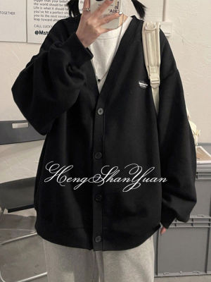 HengShanYuan Coat Women เสื้อคาร์ดิแกนทรงหลวมกระดุมแถวเดียว