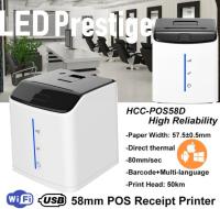 เครื่องพิมพ์ใบเสร็จ 58mm WiFi+USB Thermal Receipt Printer P58D แถบไฟ LEDทันสมัย กระดาษ 2 นิ้ว มาตรฐาน Epson POS รองรับ Windows,Android,iOS (ขอใบกำกับภาษีได้)