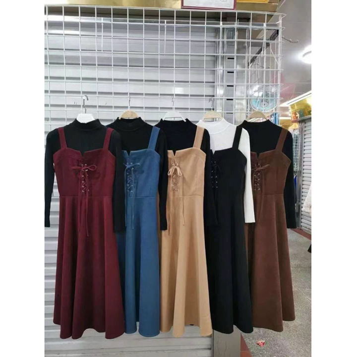 Váy Yếm Da Lộn Quảng Châu Đan Dây Ngực Siêu Xinh M072 (Cả Sét ...