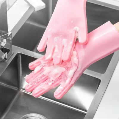 Dishwashing Silicone Car Toilet Household Cleaning Gloves Housework Reusable Rubber Kitchen Goods For Washing Dish Domestic Use Safety Gloves