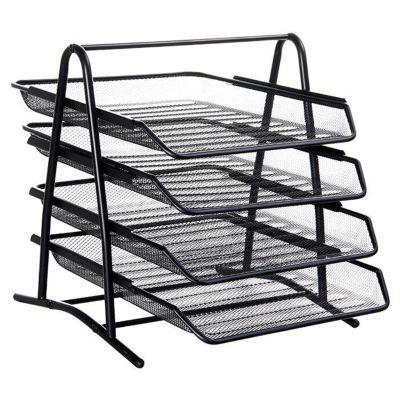 234 Tier Metal Mesh Document Rack File Letter Book Tray Shelf Carrier Storage Holder Home Office Desk Organizer