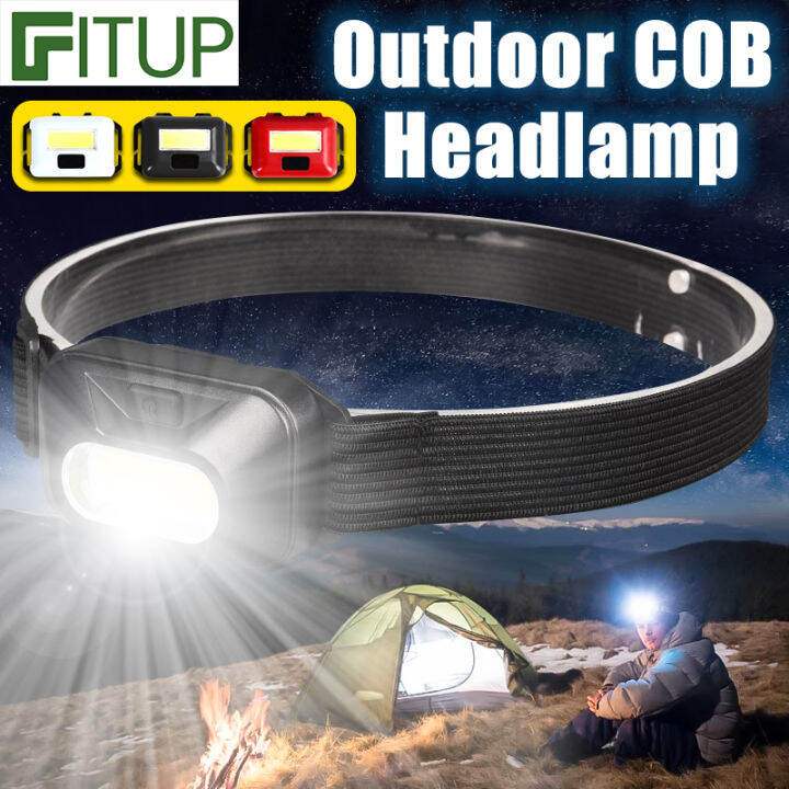 COB LED Headlamp Waterproof Headlight 3 Modes Lightweight Portable