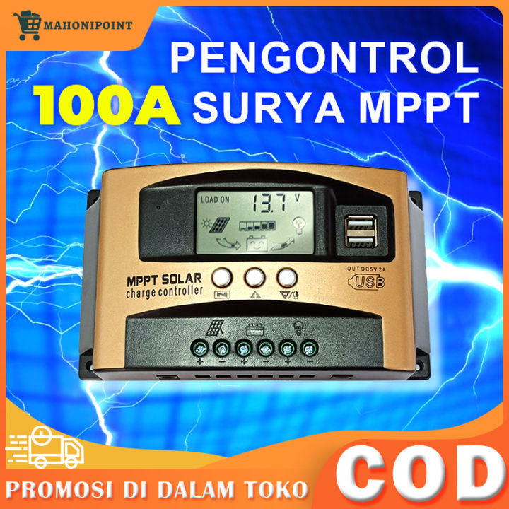 MPPT Pengontrol Pengisi Daya Surya, 30/40/50/60/100A Tampilan LCD USB ...