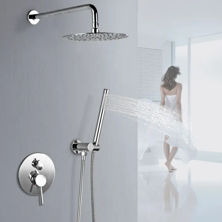 Bathroom Golden Shower Hot And Cold Shower Mixer In Wall Mounted Rain
