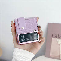 Samsung Galaxy Z Flip 4 5G เคสโทรศัพท์พร้อมตัวยึดสายรัดข้อมือแบบยืดหดได้ฝาครอบป้องกันกรอบชุบโลหะด้วยไฟฟ้าเว้า Flip3เพชรนูนแบบป้องกันลายนิ้วมือ