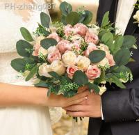【YF】  10Pcs Fake Eucalyptus Leaves Stems Artificial Flowers Bride Bouquet Vase Floral Arrangement Wedding DecorationTH