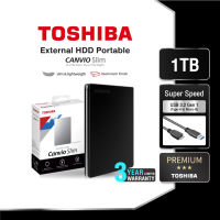 Toshiba External HDD (1TB) USB 3.2  SuperSpeed, รุ่น (Canvio Slim)  Security Auto-backup 2.5" สีดำ ฮาร์ดดิสพกพา (TSB-HDTD310AK3DA)