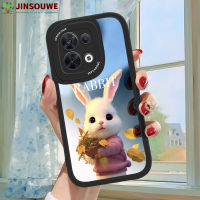 เคสมือถือ Jinsouwe เคส Reno85g สำหรับ OPPO Reno8 5G Reno 8 5G สำหรับเด็กผู้หญิงลายกระต่ายการ์ตูนปกหนังกระจกเต็มตัว