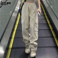 IEF Womens Trousers American Retro Cargo Pants Womens Casual Pants Straight Loose Wide Leg Pants