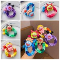 NEEUJ ลูกปัดลูกกลม เชือกผมตุ๊กตาการ์ตูน สไตล์เกาหลีแบบ เชือกถักทอ เชือกบิด scrunchies หวานหวานแหววว อีลาสติก แหวนผมตุ๊กตาน่าเกลียด หญิง/เด็ก