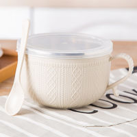 Stainless Steel Double-layer Ramen Noodles Bowl Anti-scalding Instant Noodle Bowl Cute Bunny with Lid And Spoon Tableware